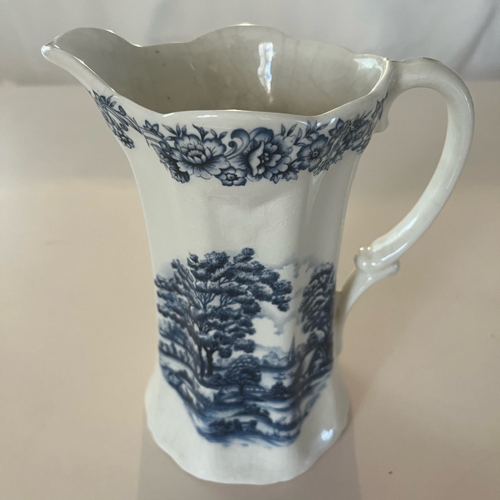 Blue and White Ceramic Pitcher
